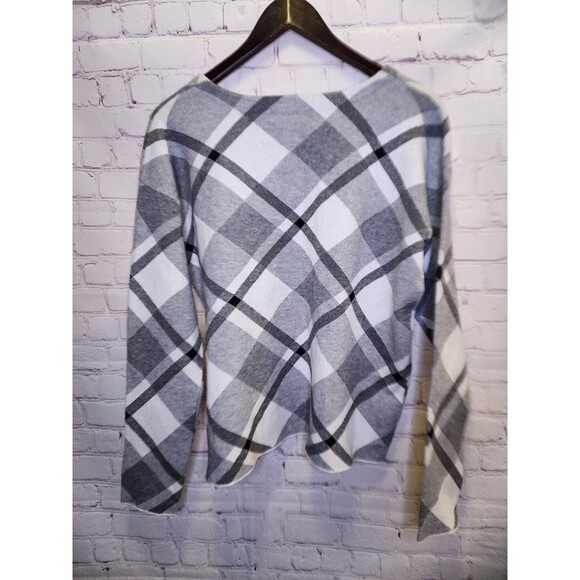Rachel Zoe Sweater Womens Medium Black Grey Plaid Knit NWOT - Picture 2 of 8